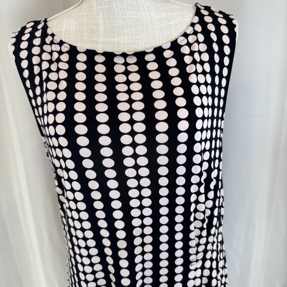 Tory Burch Black & White Polka Dot Sleeveless Midi Dress Pleated Details XL - Picture 5 of 13